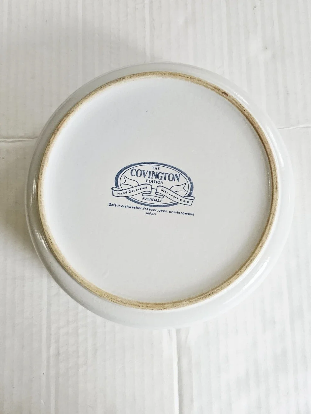 Vintage Covington Edition Avondale Stoneware Bowl Round Floral Off White Blue